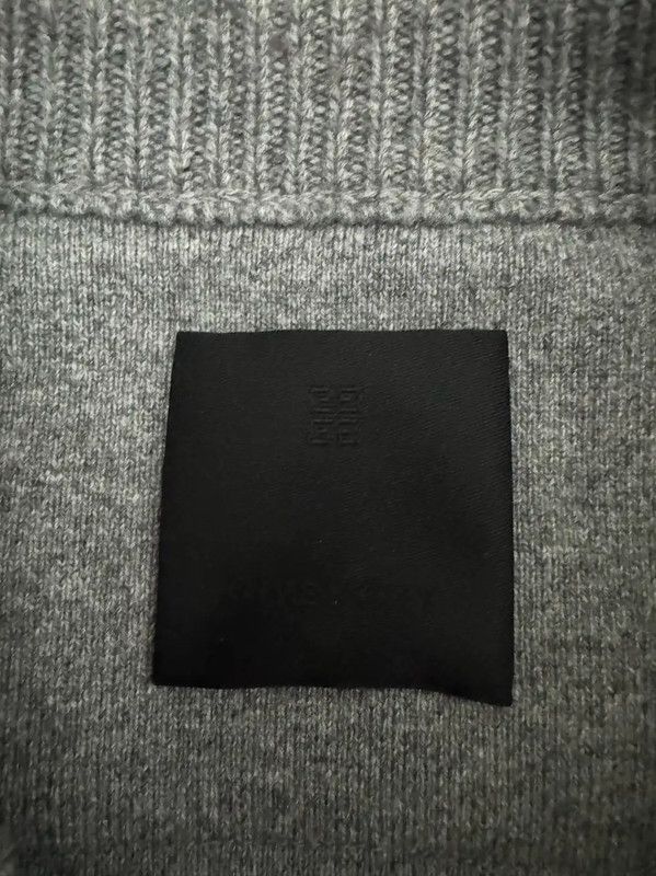 Givenchy Givenchy Gray Cashmere Embroidered Logo Sweater 0089 Size US XL / EU 56 / 4 - 4 Thumbnail