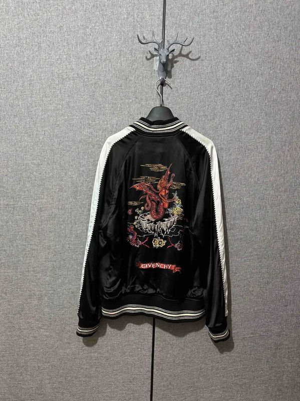 Givenchy Givenchy Black Silk Embroidered Bomber Jacket 0089 Size US L / EU 52-54 / 3 - 2 Thumbnail