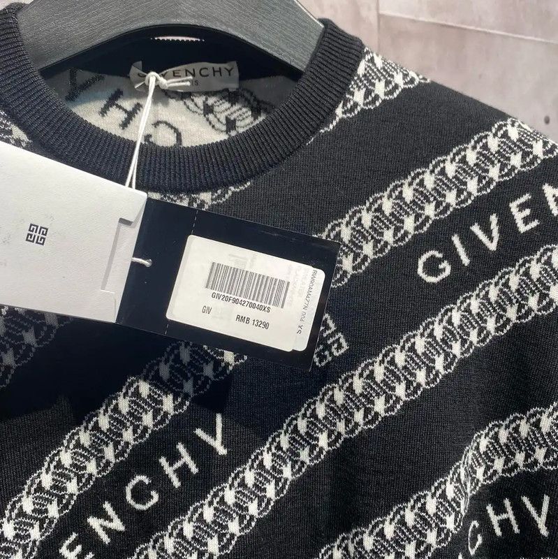 Givenchy Givenchy Black Wool Printed Long Sleeve Sweater 0089 Size US XS / EU 42 / 0 - 2 Thumbnail