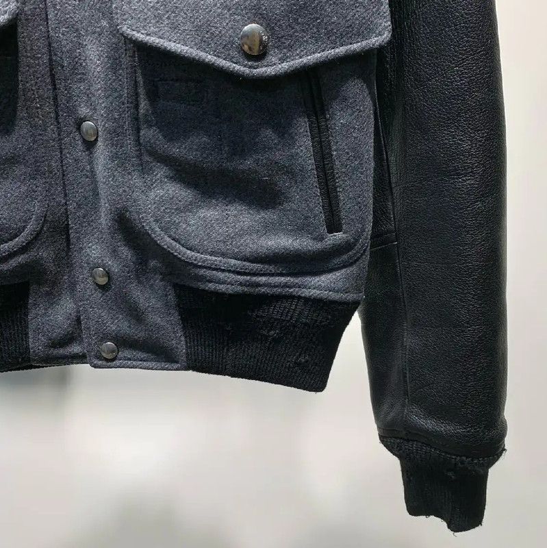 Givenchy Givenchy Gray Wool and Leather Jacket for Men 0089 Size US M / EU 48-50 / 2 - 6 Thumbnail