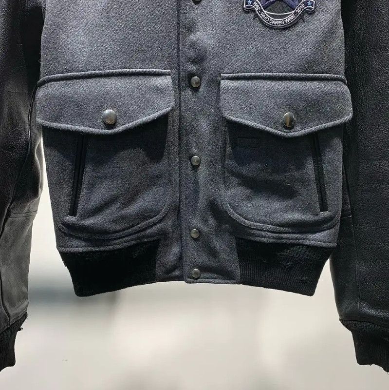 Givenchy Givenchy Gray Wool and Leather Jacket for Men 0089 Size US M / EU 48-50 / 2 - 4 Thumbnail