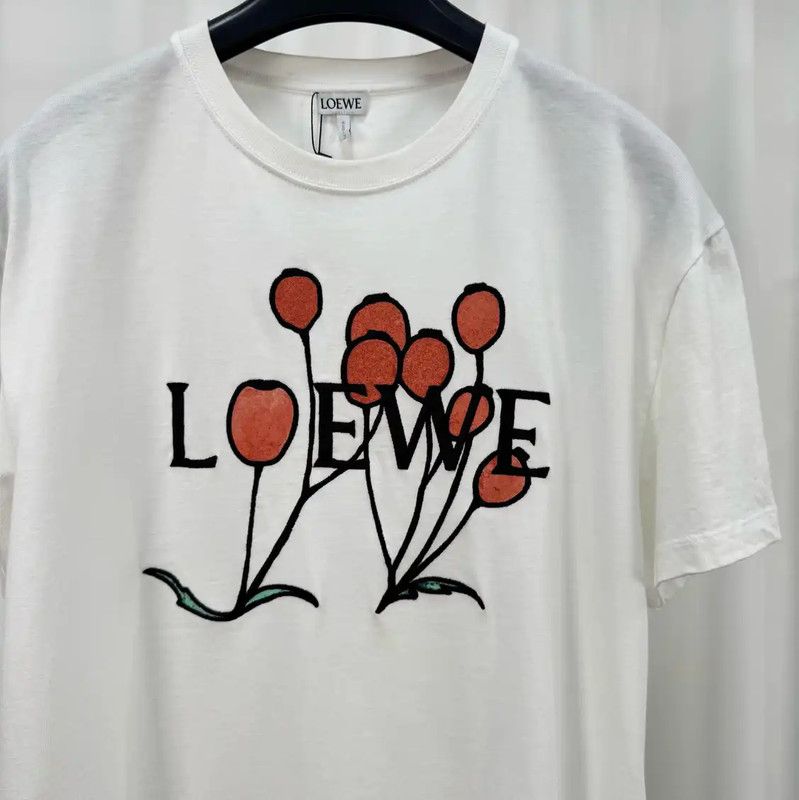 Loewe Loewe Embroidered Logo White T-Shirt for Men 0089 Size US XS / EU 42 / 0 - 3 Thumbnail