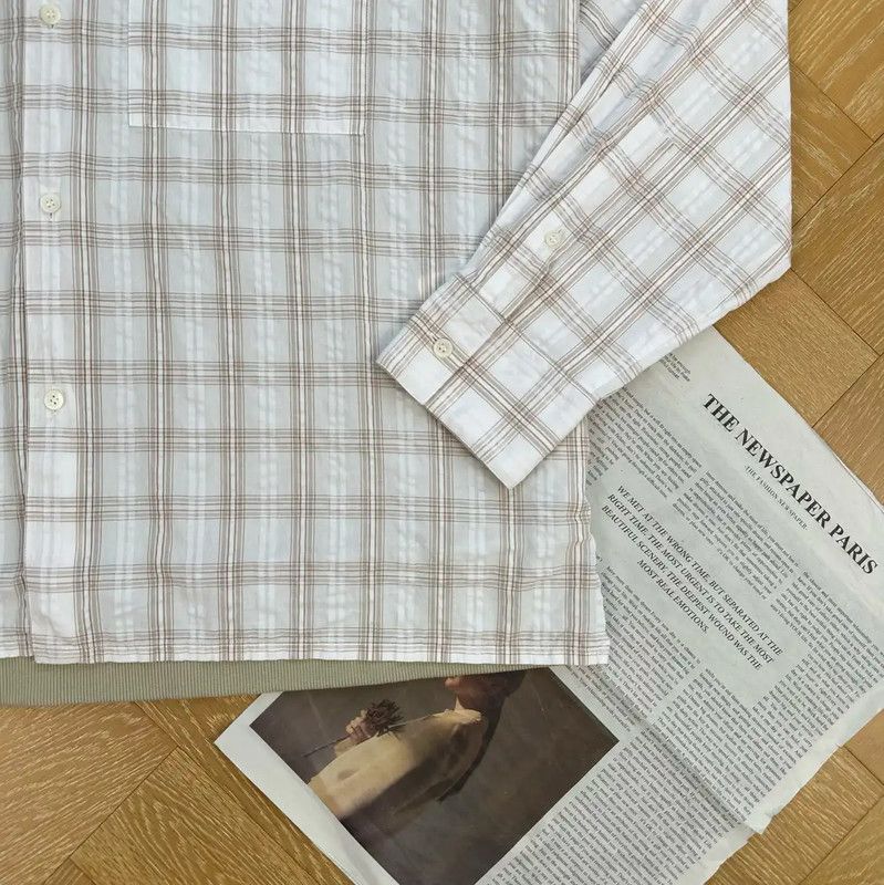 Loewe Loewe Men's White Checkered Long Sleeve Shirt 0089 Size US L / EU 52-54 / 3 - 3 Thumbnail