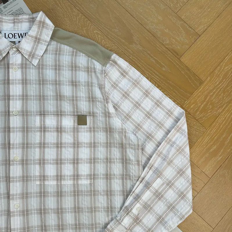 Loewe Loewe Men's White Checkered Long Sleeve Shirt 0089 Size US L / EU 52-54 / 3 - 5 Thumbnail