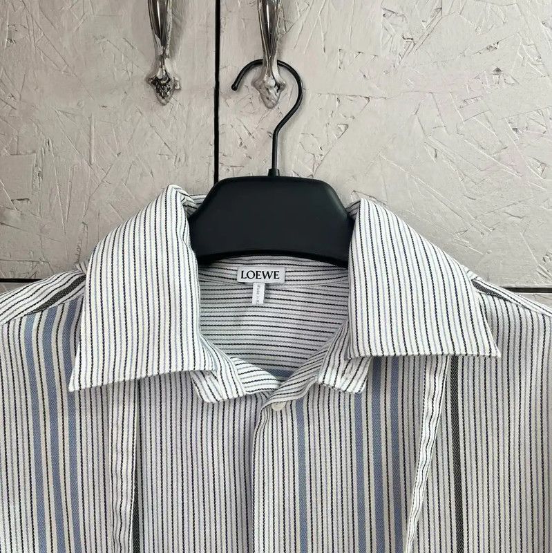 Loewe Loewe Striped Light Blue Cotton Shirt 0089 Size US M / EU 48-50 / 2 - 2 Thumbnail