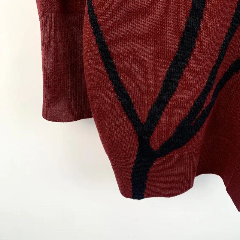 Loewe Loewe Red Wool Cardigan with Floral Design 0089 Size US XS / EU 42 / 0 - 5 Thumbnail
