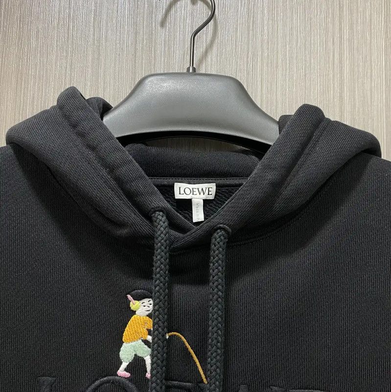 Loewe Loewe Black Cotton Men's Hoodie 0089 Size US M / EU 48-50 / 2 - 2 Thumbnail