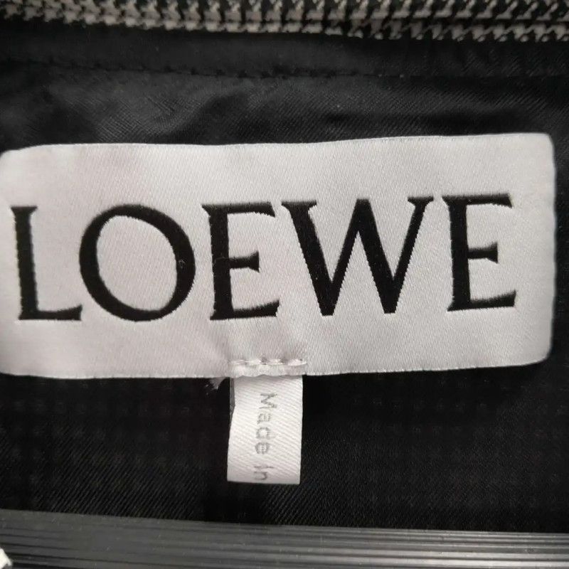 Loewe Loewe Men's Gray Houndstooth Jacket with Leather Collar 0089 Size US L / EU 52-54 / 3 - 3 Thumbnail