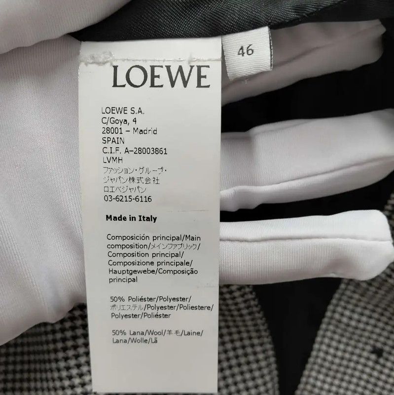 Loewe Loewe Men's Gray Houndstooth Jacket with Leather Collar 0089 Size US L / EU 52-54 / 3 - 4 Thumbnail