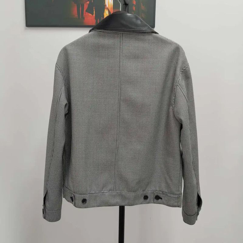 Loewe Loewe Men's Gray Houndstooth Jacket with Leather Collar 0089 Size US L / EU 52-54 / 3 - 2 Thumbnail