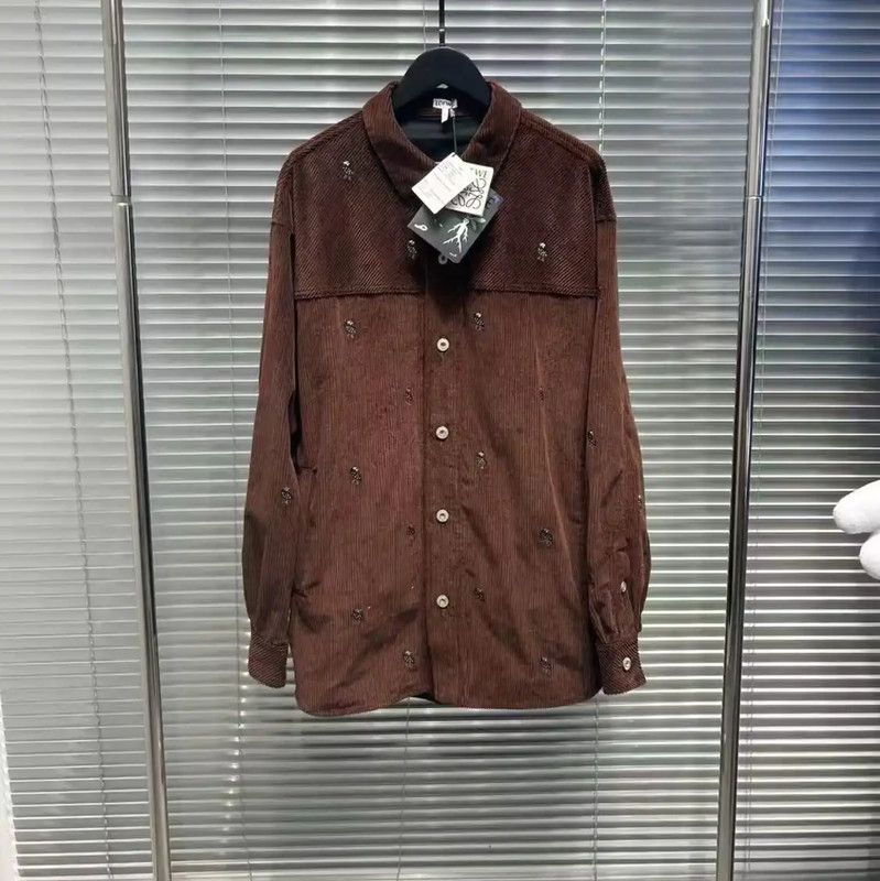 Loewe Loewe Brown Embroidered Long Sleeve Shirt 0089 Size US M / EU 48-50 / 2 - 2 Thumbnail