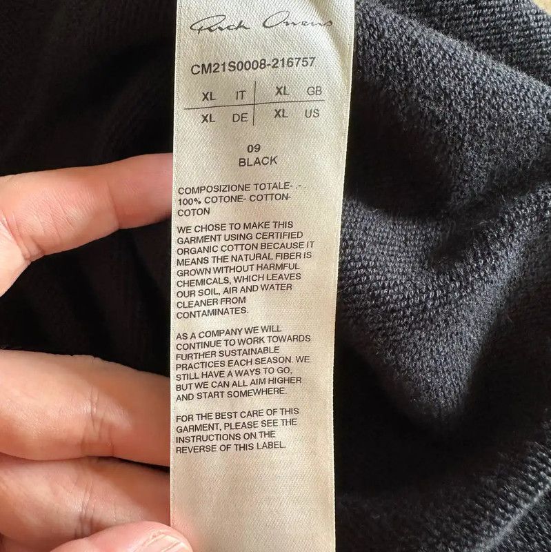 Rick Owens Rick Owens Black Cotton Men's Hoodie 0089 Size US XL / EU 56 / 4 - 5 Thumbnail