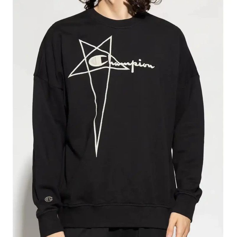 Rick Owens Rick Owens Black Cotton Men's Sweatshirt 0089 Size US M / EU 48-50 / 2 - 5 Thumbnail