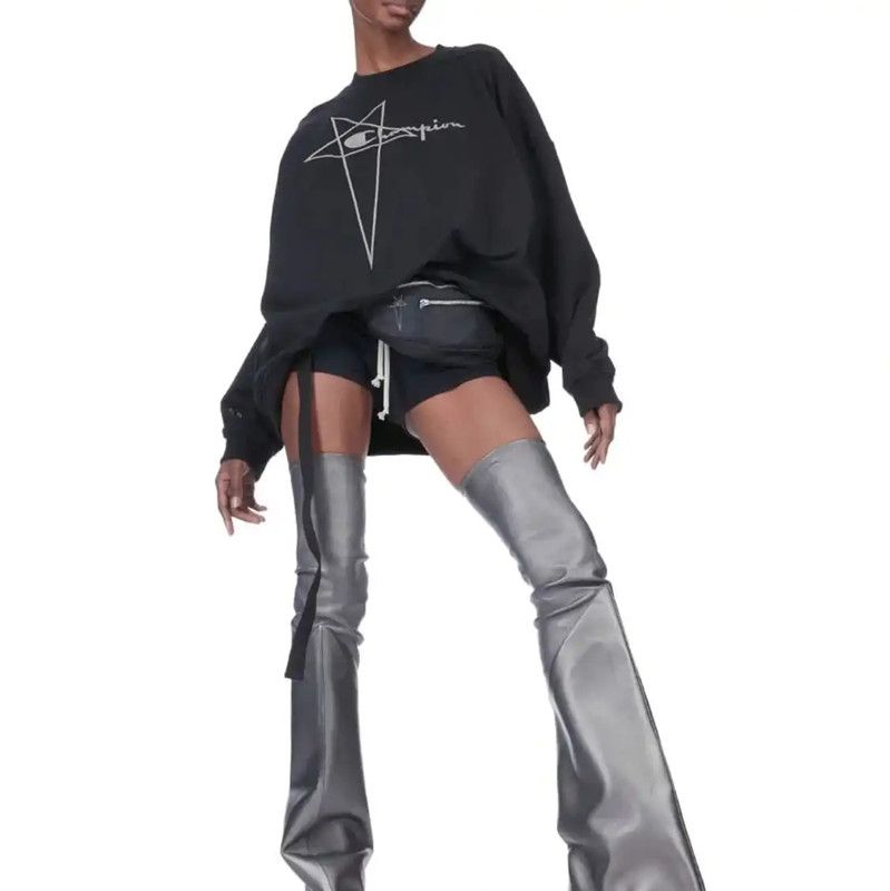 Rick Owens Rick Owens Black Cotton Men's Sweatshirt 0089 Size US M / EU 48-50 / 2 - 6 Thumbnail