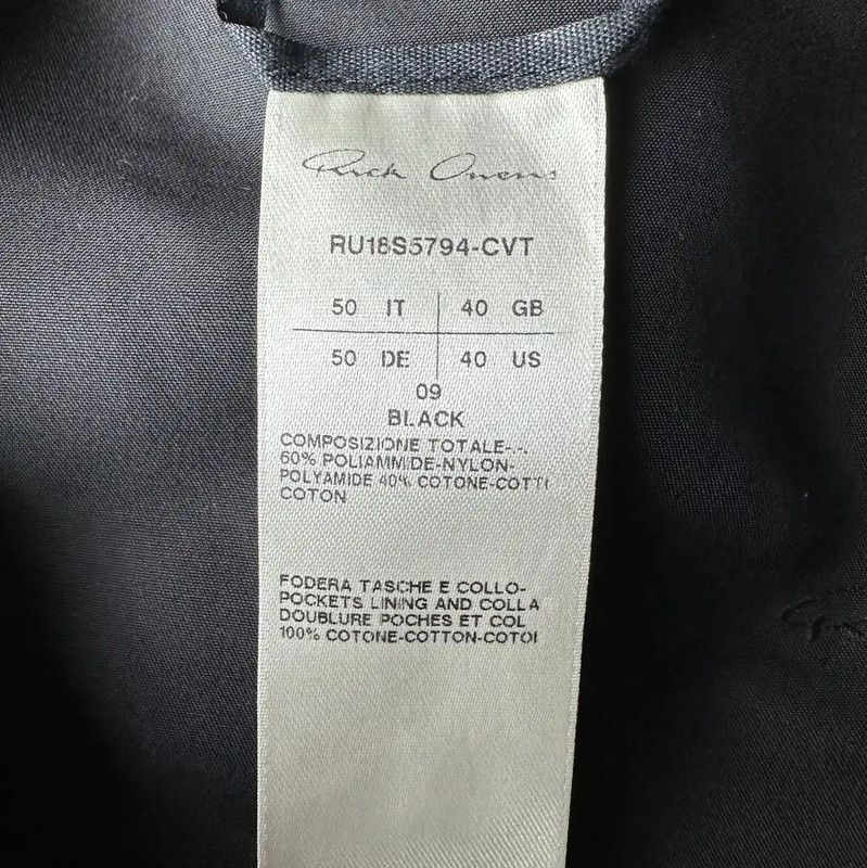 Rick Owens Rick Owens Men's Black Nylon Spring Autumn Jacket 0089 Size US S / EU 44-46 / 1 - 5 Thumbnail