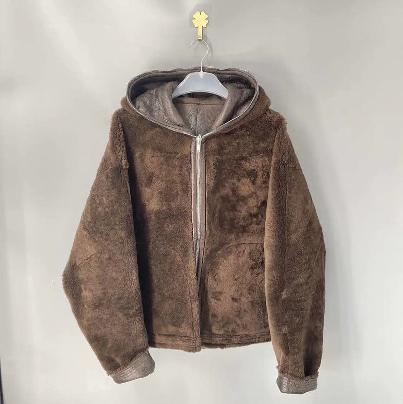 Rick Owens Rick Owens Brown Shearling Zip-Up Jacket 0089 Size US M / EU 48-50 / 2 - 3 Thumbnail