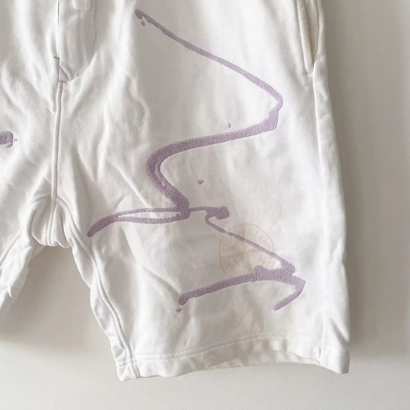 Stone Island Stone Island Men's Summer White Printed Shorts 0089 Size US 44 / EU 60 - 3 Thumbnail
