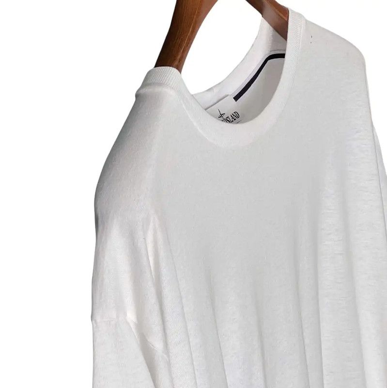 Stone Island Stone Island Summer White Logo Cotton T-Shirt 0089 Size US M / EU 48-50 / 2 - 6 Thumbnail