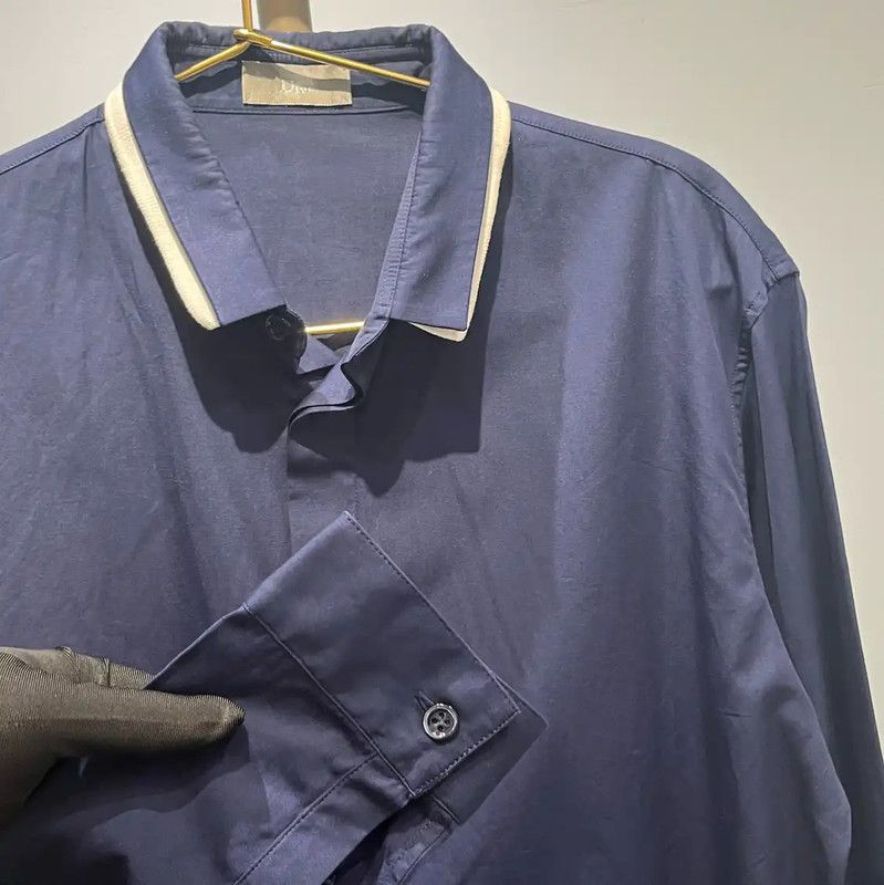 Dior Dior Men's Long Sleeve Dark Blue Shirt 0089 Size US L / EU 52-54 / 3 - 6 Thumbnail