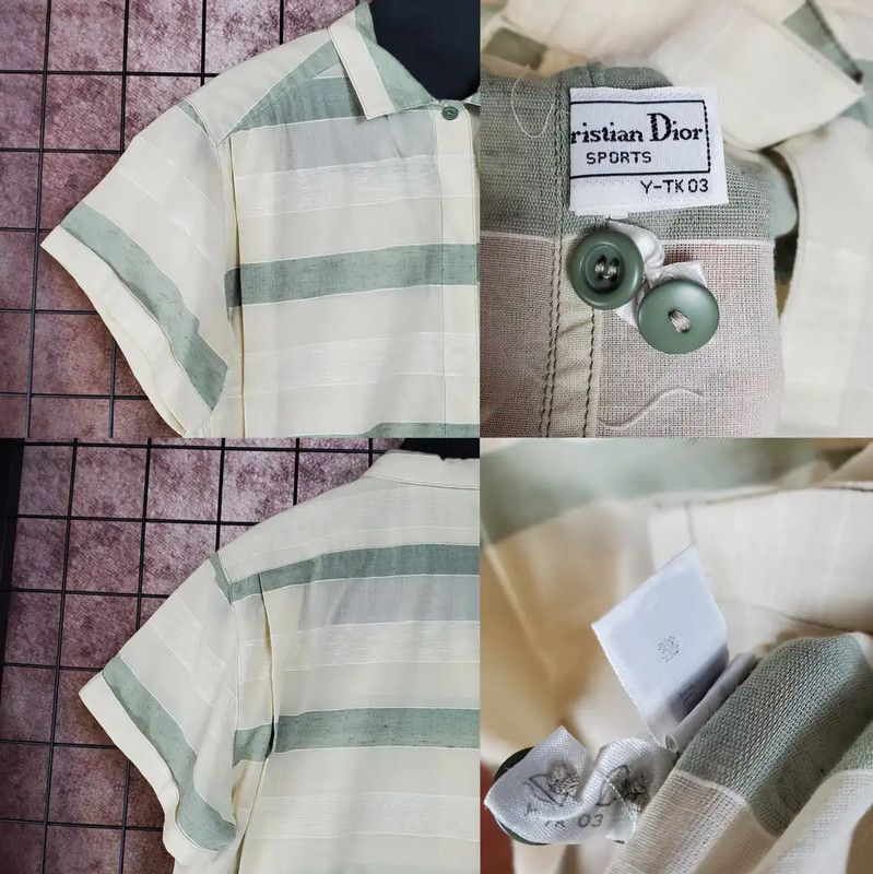 Dior Dior Beige Striped Short Sleeve Shirt 0089 Size US M / EU 48-50 / 2 - 7 Thumbnail