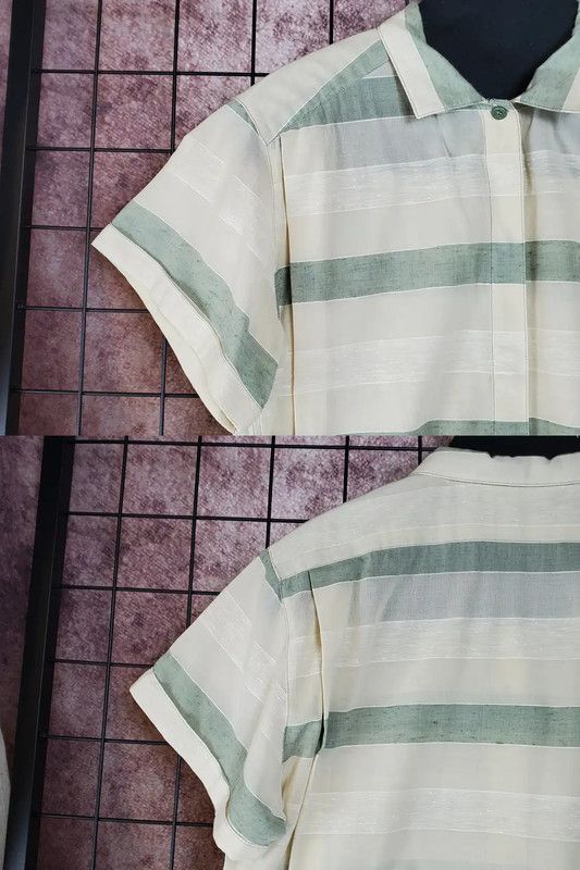 Dior Dior Beige Striped Short Sleeve Shirt 0089 Size US M / EU 48-50 / 2 - 5 Thumbnail