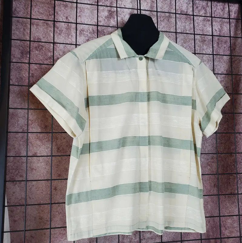 Dior Dior Beige Striped Short Sleeve Shirt 0089 Size US M / EU 48-50 / 2 - 3 Thumbnail