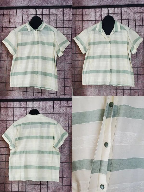 Dior Dior Beige Striped Short Sleeve Shirt 0089 Size US M / EU 48-50 / 2 - 2 Thumbnail