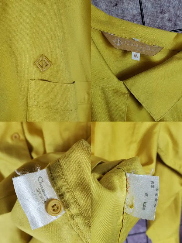 Dior Dior Yellow Cotton Embroidered Logo Long Sleeve Shirt 0089 Size US M / EU 48-50 / 2 - 7 Thumbnail