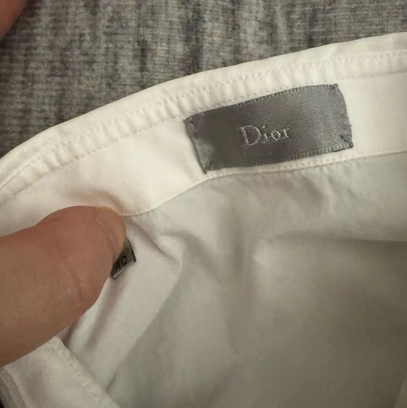 Dior Dior White Cotton Striped Embroidered Shirt 0089 Size US M / EU 48-50 / 2 - 3 Thumbnail