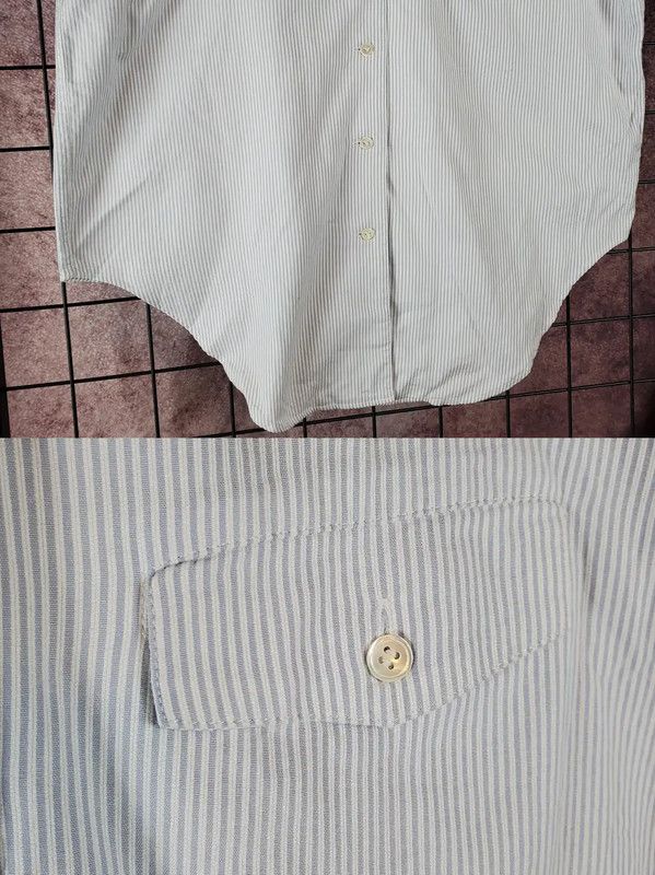 Dior Dior Light Blue Cotton Striped Short Sleeve Shirt 0089 Size US M / EU 48-50 / 2 - 8 Thumbnail
