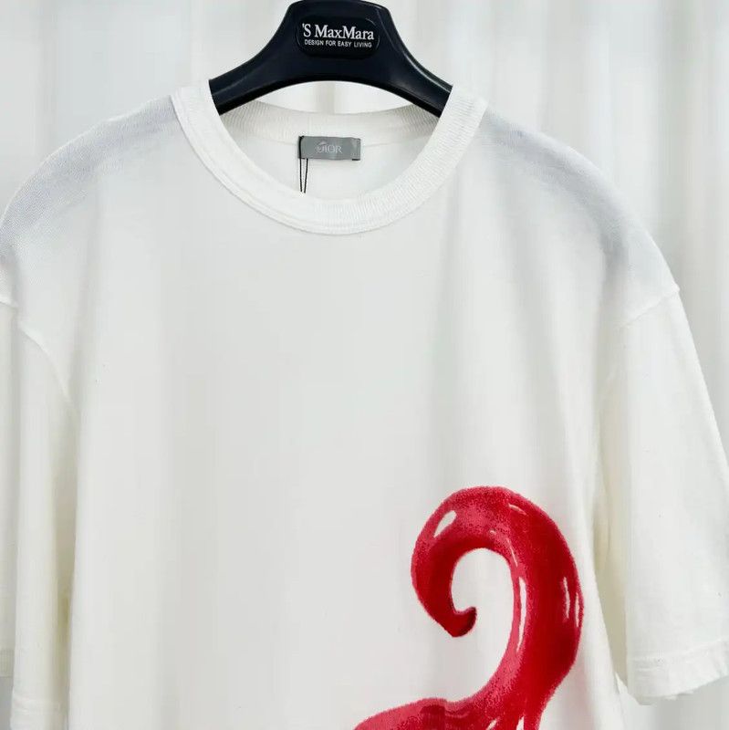 Dior Dior White Cotton Logo Embroidered Short Sleeve T-shirt 0089 Size US L / EU 52-54 / 3 - 3 Thumbnail