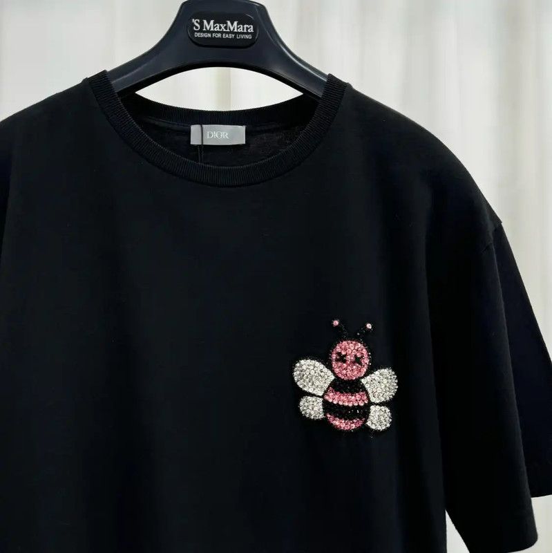 Dior Dior Black Cotton Embroidered Logo T-Shirt 0089 Size US XS / EU 42 / 0 - 3 Thumbnail