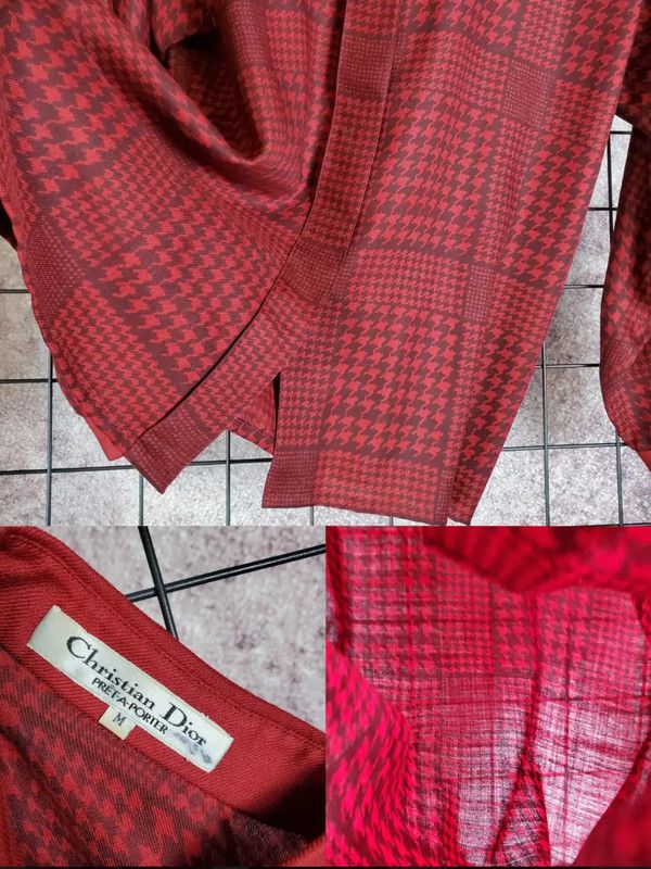 Dior Dior Red Houndstooth Wool Blend Short Sleeve Shirt 0089 Size US M / EU 48-50 / 2 - 6 Thumbnail