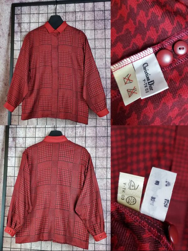 Dior Dior Red Houndstooth Wool Blend Short Sleeve Shirt 0089 Size US M / EU 48-50 / 2 - 2 Thumbnail