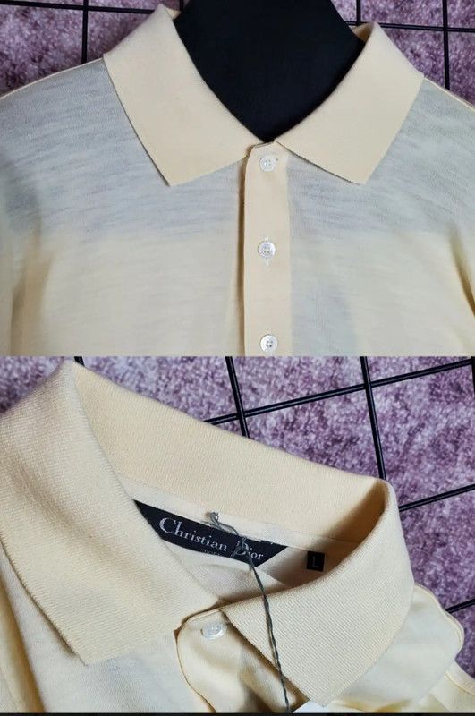 Dior Dior Spring/Fall Yellow Wool Embroidered Polo Shirt 0089 Size US L / EU 52-54 / 3 - 3 Thumbnail