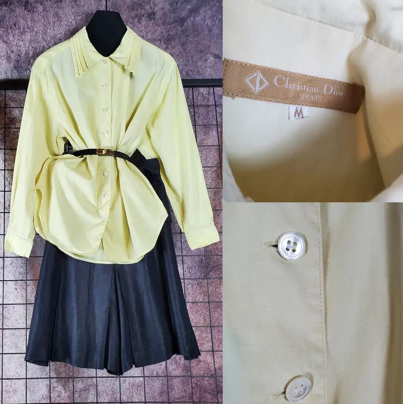 Dior Dior Men's Yellow Long Sleeve Cotton Shirt 0089 Size US M / EU 48-50 / 2 - 2 Thumbnail