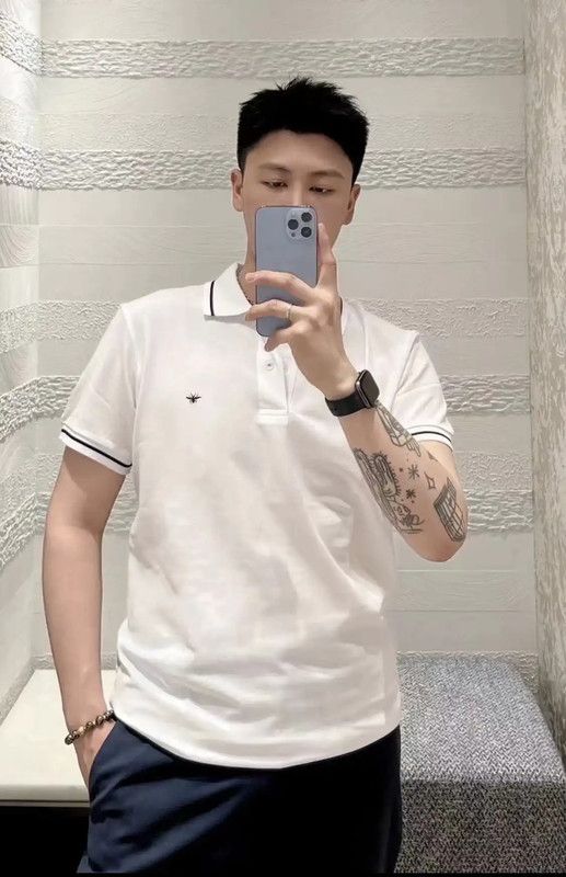 Dior Dior Men's Summer White Cotton Polo 0089 Size US L / EU 52-54 / 3 - 8 Thumbnail