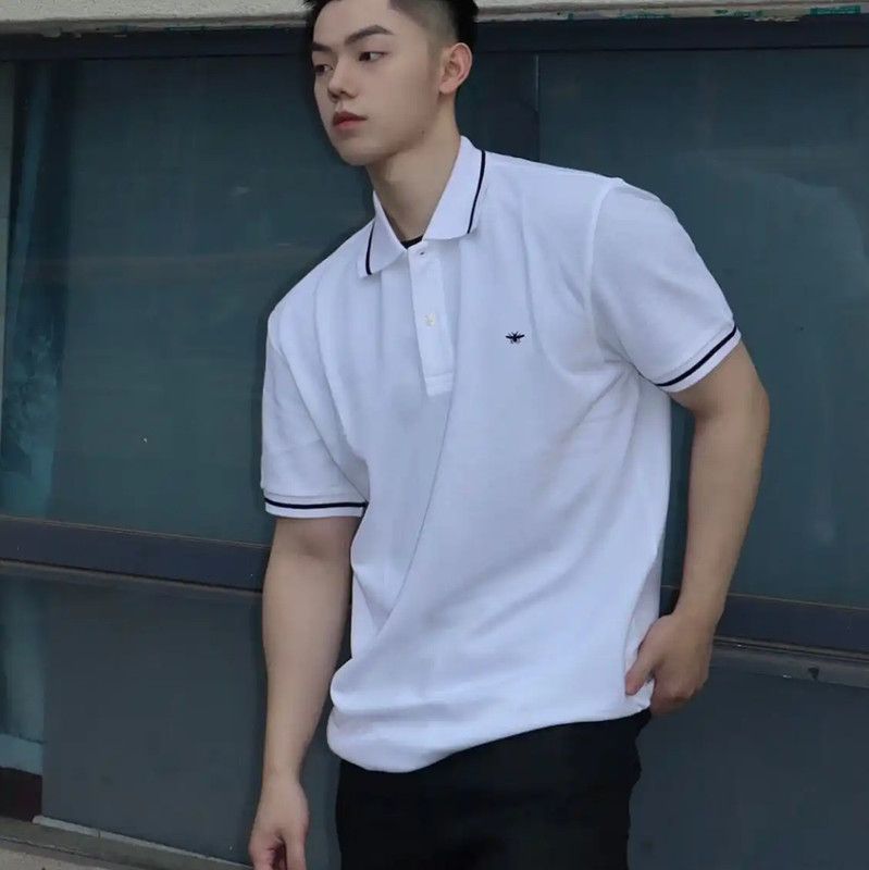 Dior Dior Men's Summer White Cotton Polo 0089 Size US L / EU 52-54 / 3 - 10 Thumbnail