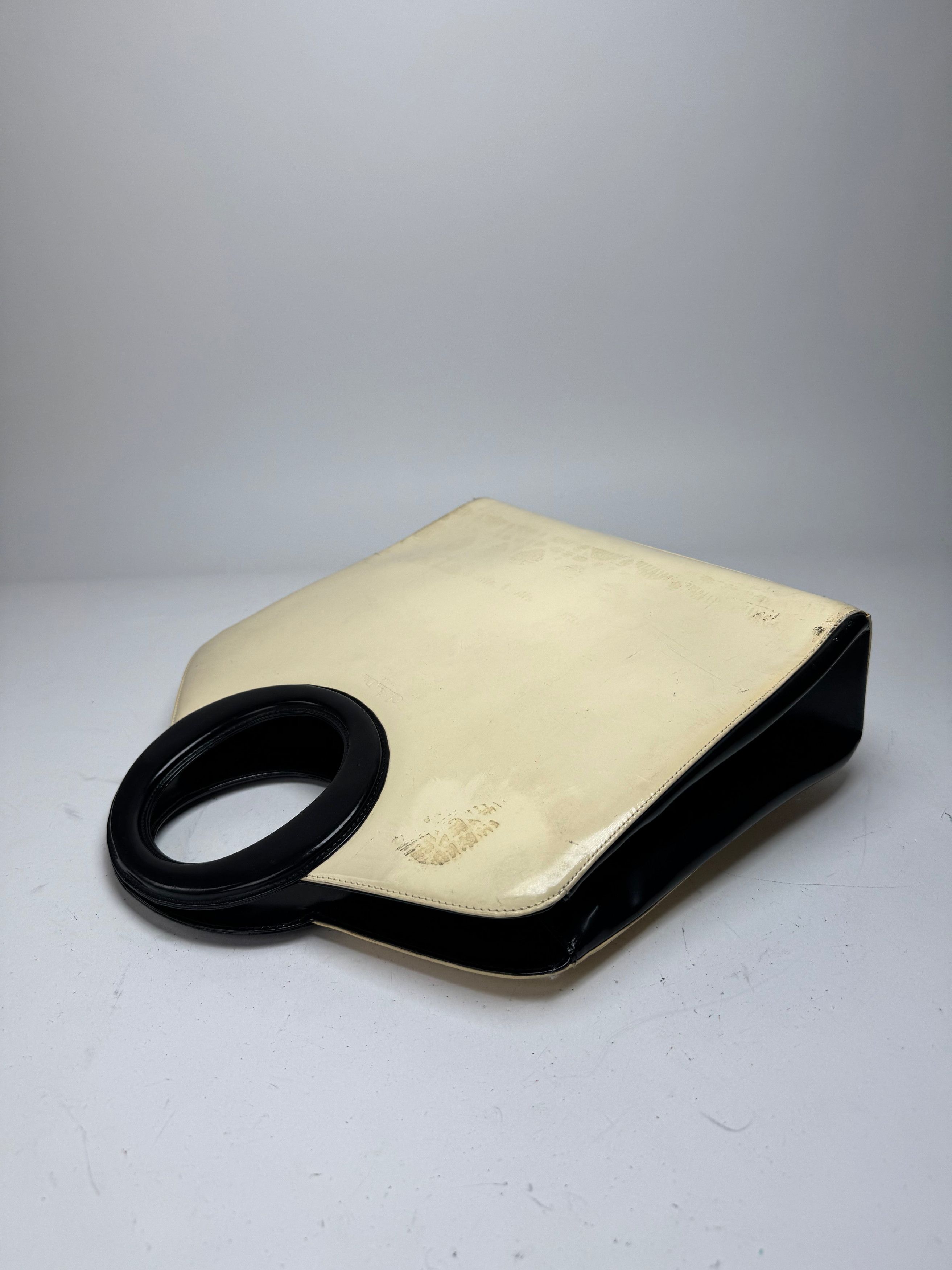 Dior Vintage Patent Leather Handbag Black White Size ONE SIZE - 9 Thumbnail