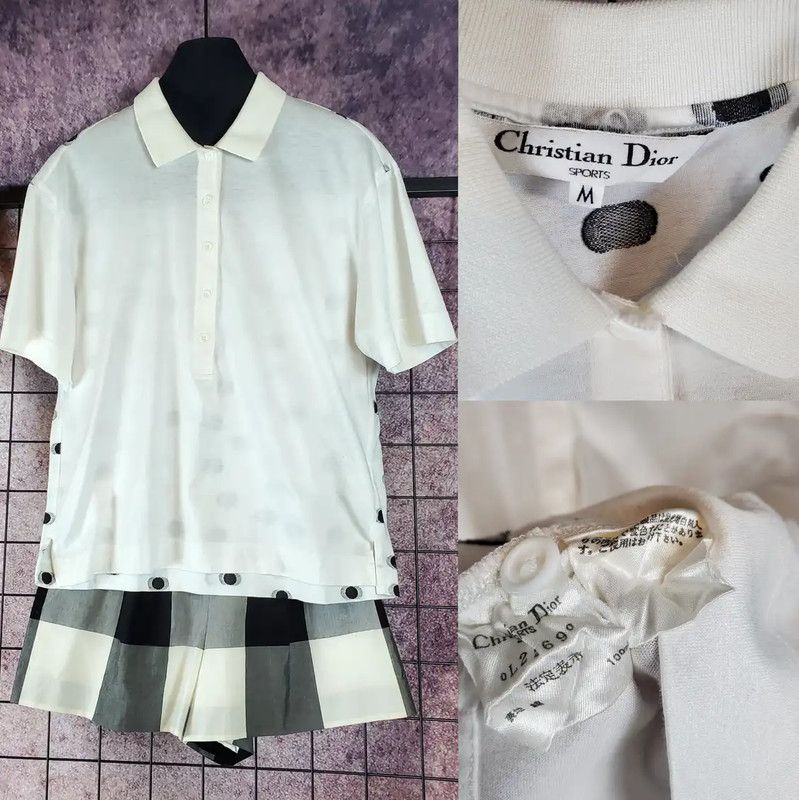 Dior Dior Men's White Summer Cotton Polka Dot Top 0089 Size US M / EU 48-50 / 2 - 2 Thumbnail