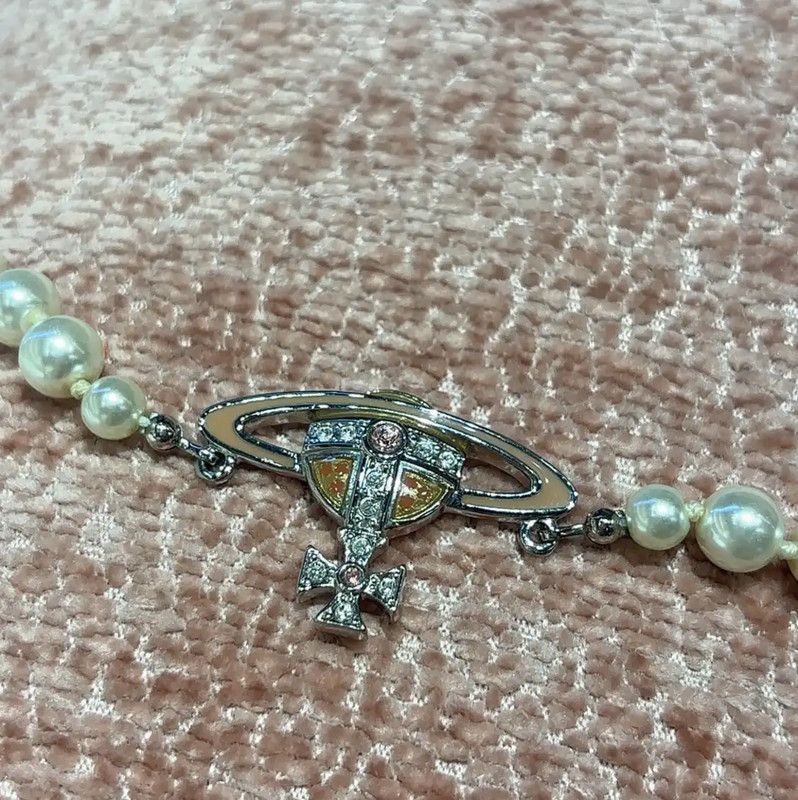 Vivienne Westwood Vivienne Westwood Silver Pearl Logo Bracelet 0089 Size ONE SIZE - 2 Thumbnail