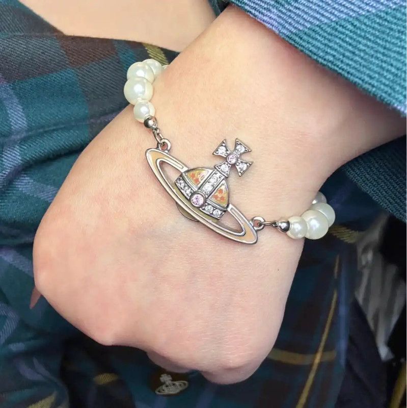 Vivienne Westwood Vivienne Westwood Silver Pearl Logo Bracelet 0089 Size ONE SIZE - 5 Thumbnail