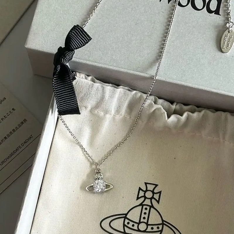 Vivienne Westwood Vivienne Westwood Silver Necklace with Crystal Pendant 0089 Size ONE SIZE - 4 Thumbnail