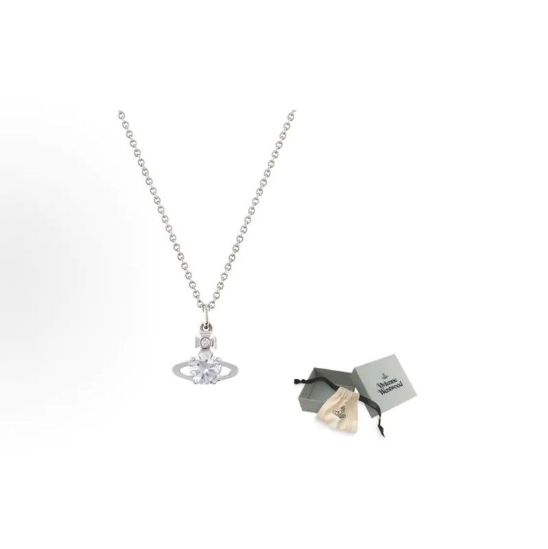 Vivienne Westwood Vivienne Westwood Silver Necklace with Crystal Pendant 0089 Size ONE SIZE - 8 Thumbnail