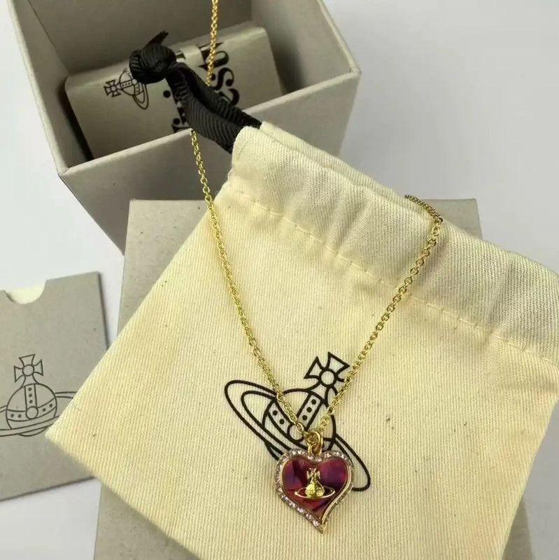 Vivienne Westwood Vivienne Westwood Pink Logo Heart Necklace 0089 Size ONE SIZE - 5 Thumbnail