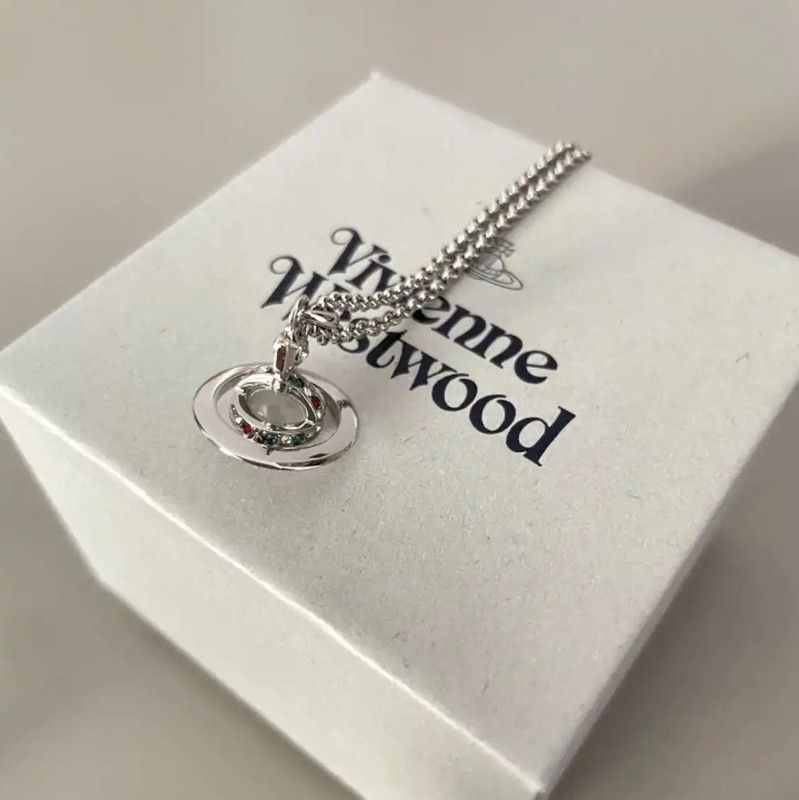 Vivienne Westwood Vivienne Westwood Silver Crystal Statement Necklace 0089 Size ONE SIZE - 4 Thumbnail