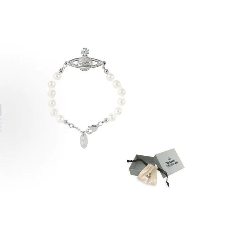 Vivienne Westwood Vivienne Westwood Silver Pearl Alloy Bracelet 0089 Size ONE SIZE - 10 Thumbnail