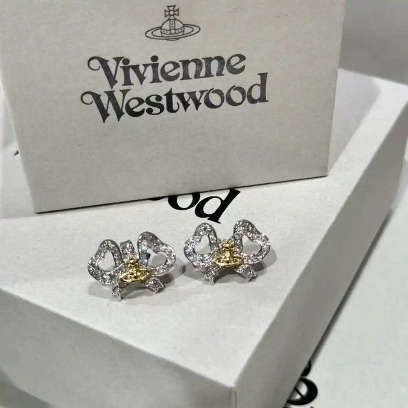 Vivienne Westwood Vivienne Westwood Silver Crystal Heart Earrings 0089 Size ONE SIZE - 4 Thumbnail