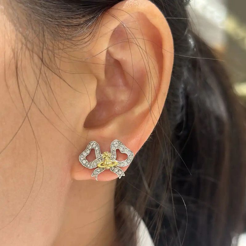 Vivienne Westwood Vivienne Westwood Silver Crystal Heart Earrings 0089 Size ONE SIZE - 3 Thumbnail