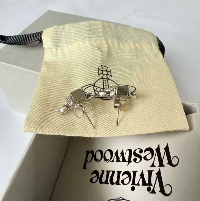 Vivienne Westwood Vivienne Westwood Silver Crystal Logo Earrings 0089 Size ONE SIZE - 5 Thumbnail